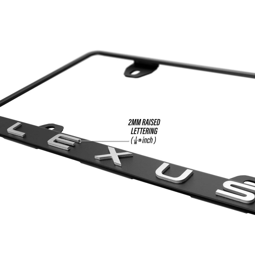 Lexus Stealth Matte Black Powder Coat License Plate Frame with 3D Raised Black or Silver Letters

#style_alloy-silver