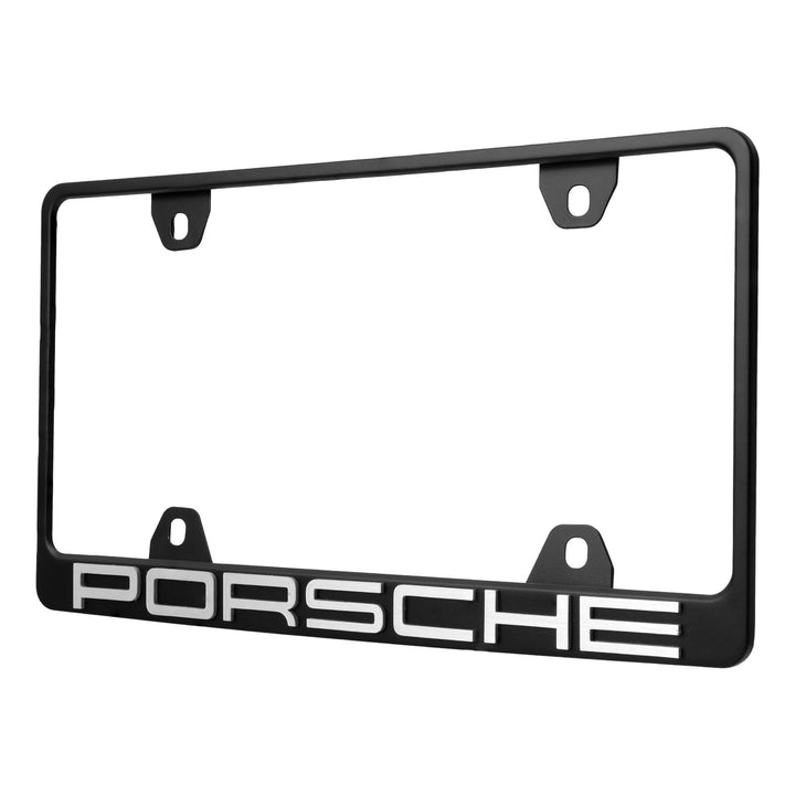 Porsche Models Stealth Black or Silver Powder Coat License Plate Frame with 3D Raised Letters