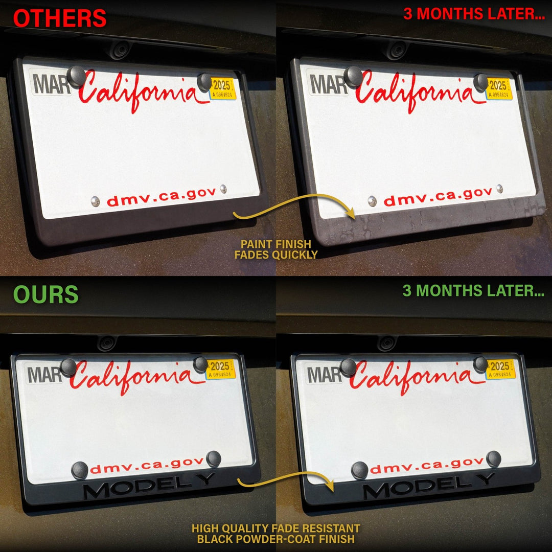 Porsche 911 Models Stealth Matte Black Powder Coat License Plate Frame with 3D Raised Black or Silver Letters
