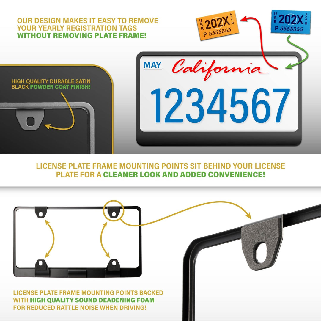 Audi Stealth Matte Black Powder Coat License Plate Frame with 3D Raised Black or Silver Letters

#style_matte-black