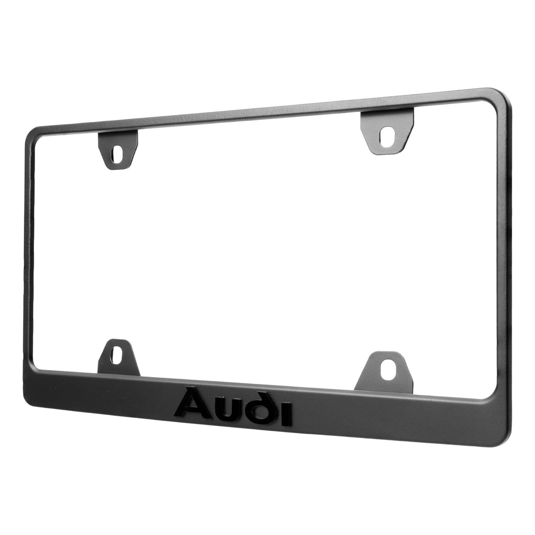 Audi Stealth Matte Black Powder Coat License Plate Frame with 3D Raised Black or Silver Letters

#style_matte-black