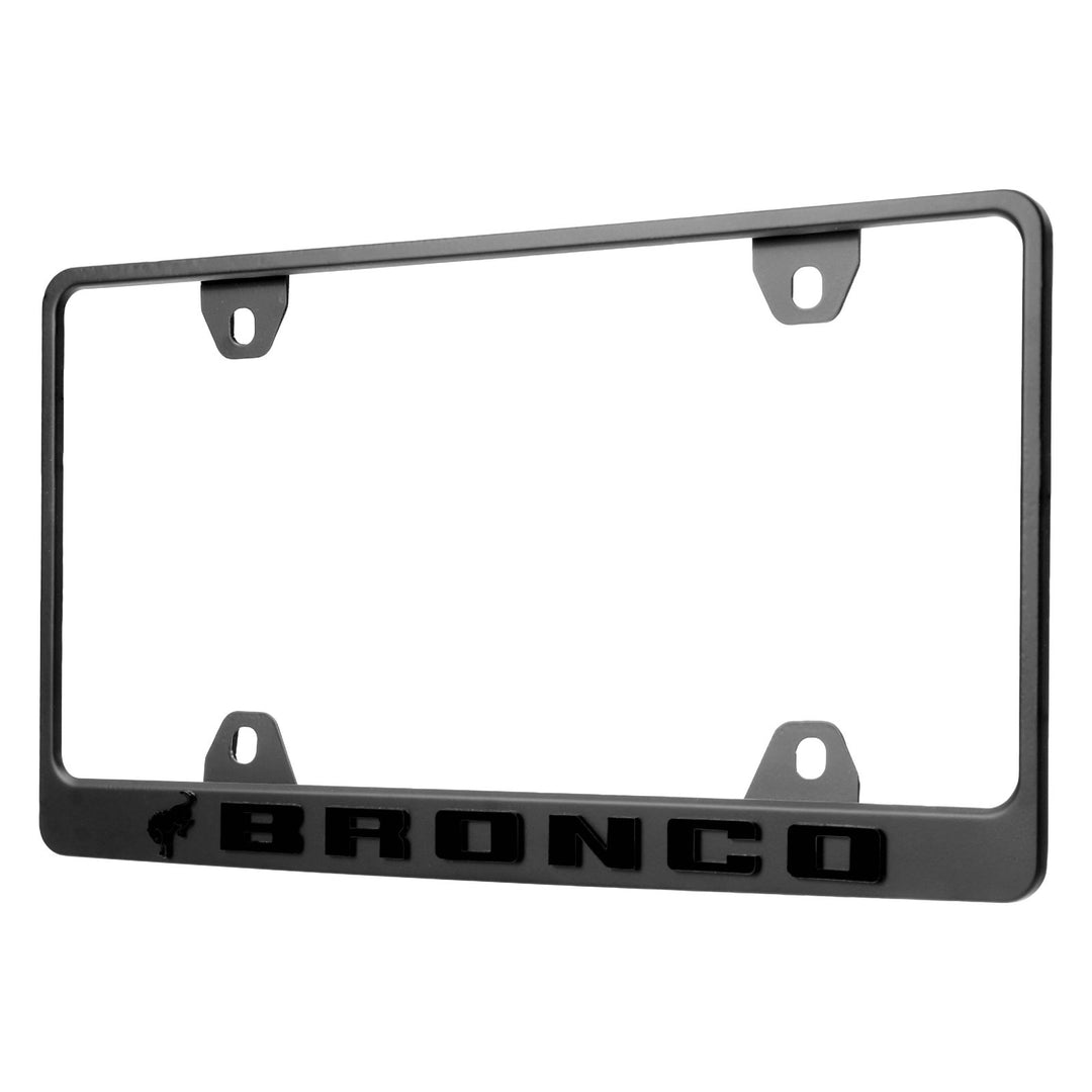 Ford Bronco Stealth Black Powder Coat License Plate Frame with 3D Raised Letters