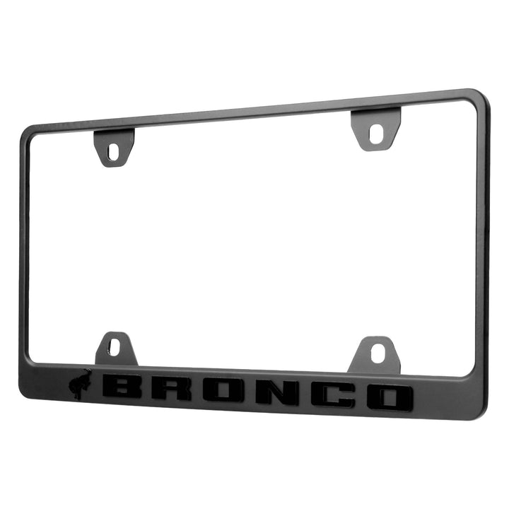 Ford Bronco Stealth Black Powder Coat License Plate Frame with 3D Raised Letters