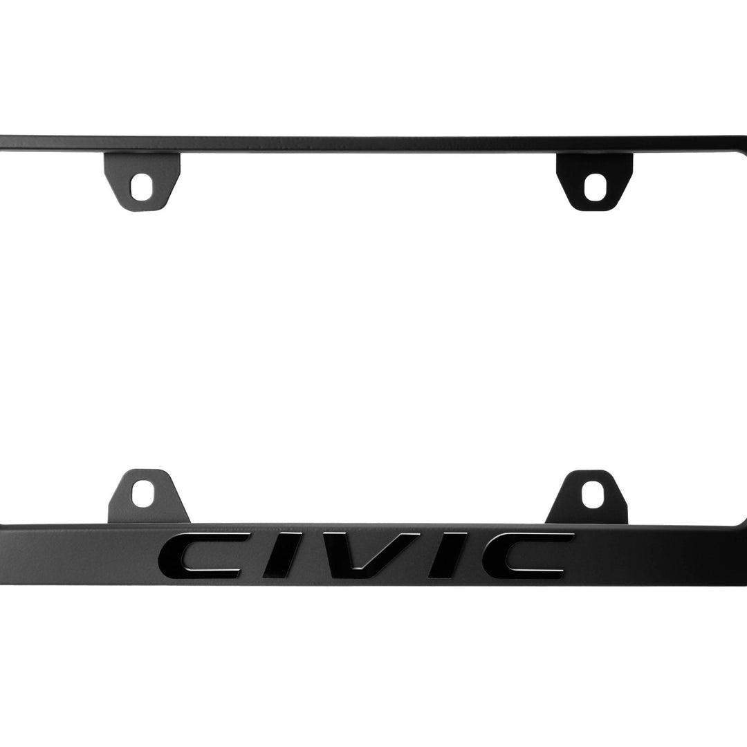Honda Civic Black Unbreakable Polycarbonate License Plate Frame - Licensed Honda Civic Black Unbreakable Polycarbonate License Plate Frame - Licensed