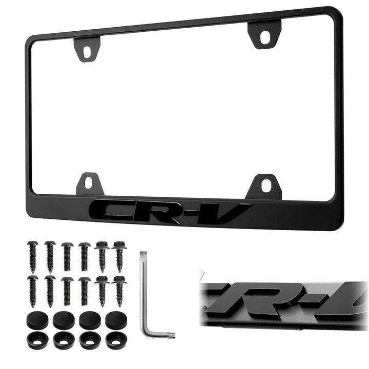 Honda CRV CR - V Stealth Black Powder Coat License Plate Frame with 3D Raised Letters