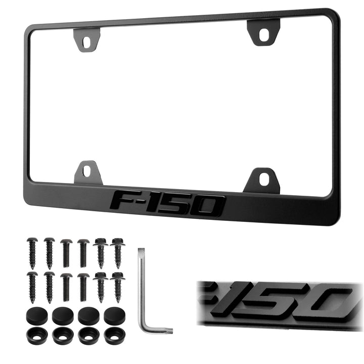 Ford F - 150 Stealth Black Powder Coat License Plate Frame with 3D Raised Letters