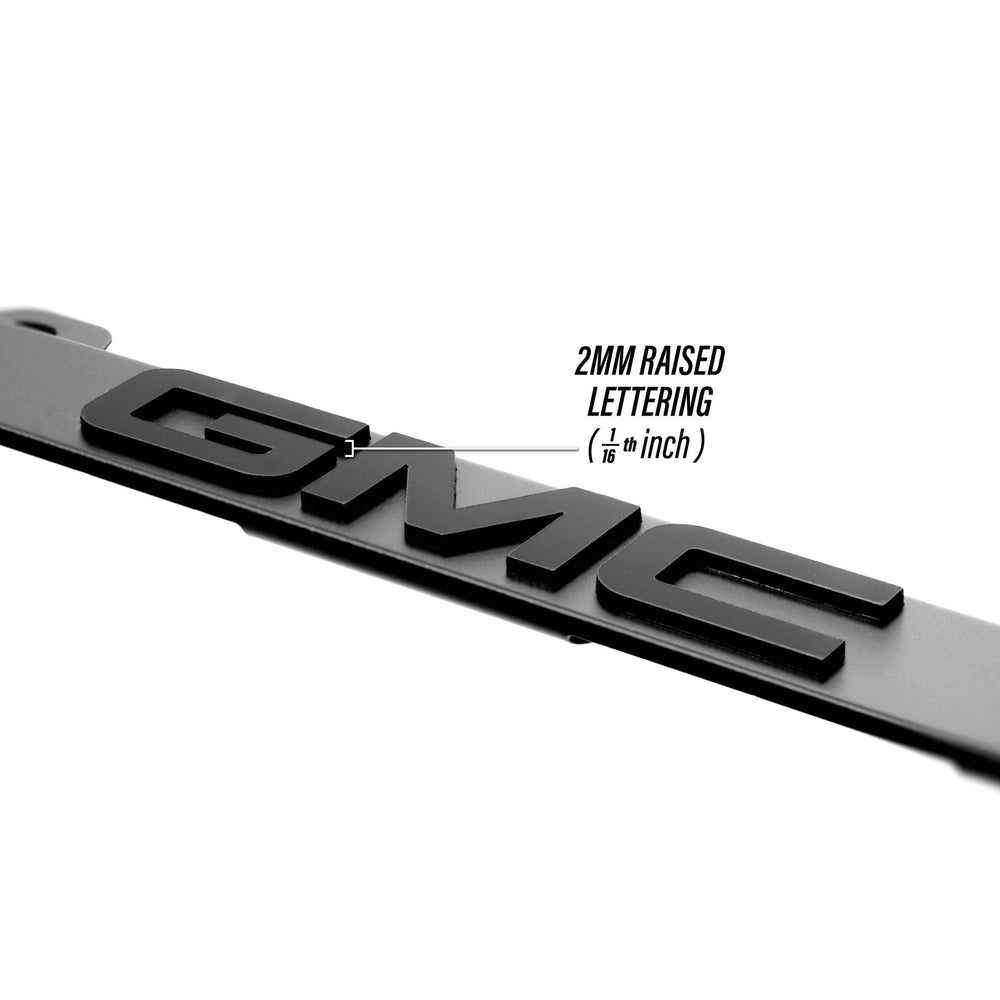 GMC Stealth Black Powder Coat License Plate Frame with 3D Raised Letters