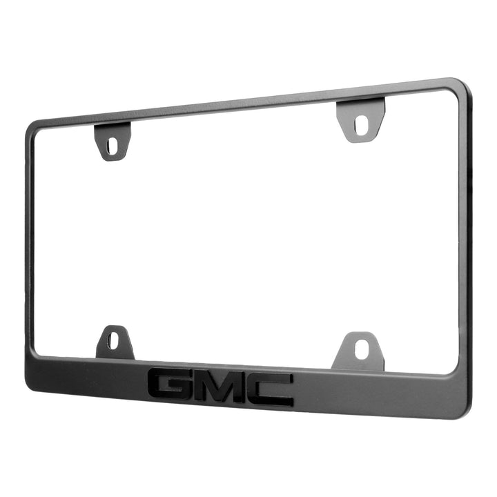 GMC Stealth Black Powder Coat License Plate Frame with 3D Raised Letters