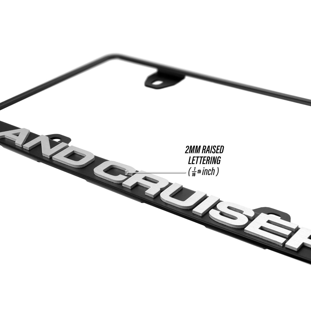 Toyota Land Cruiser Stealth Black Powder Coat License Plate Frame with 3D Raised Letters

#style_alloy-silver