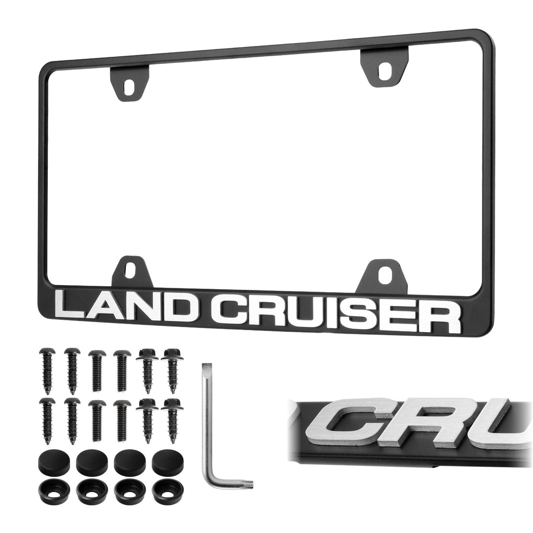 Toyota Land Cruiser Stealth Black Powder Coat License Plate Frame with 3D Raised Letters

#style_alloy-silver
