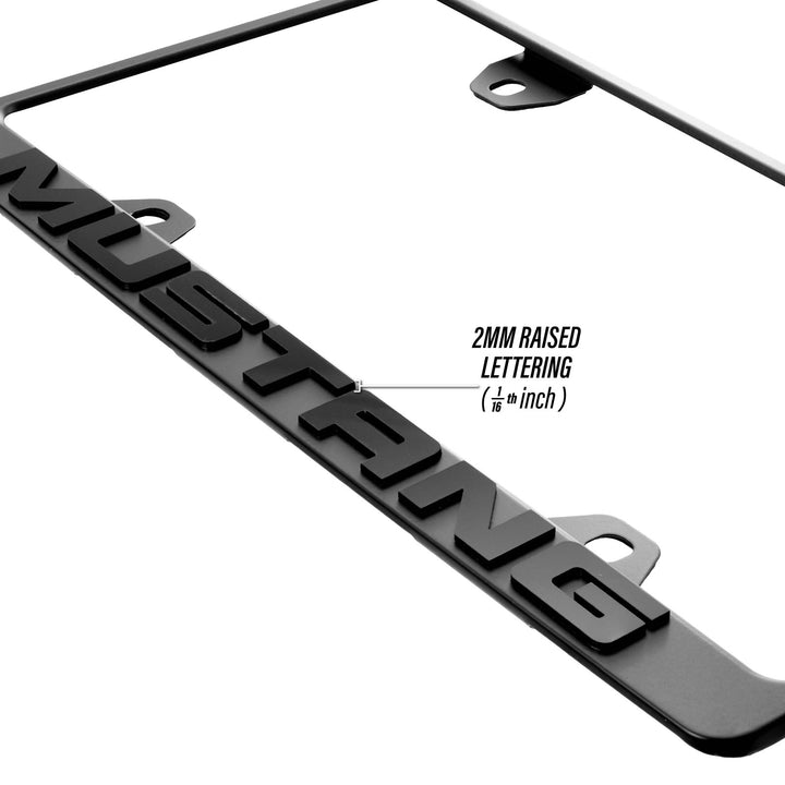 Ford Mustang Stealth Black Powder Coat License Plate Frame with 3D Raised Letters

#style_matte-black
