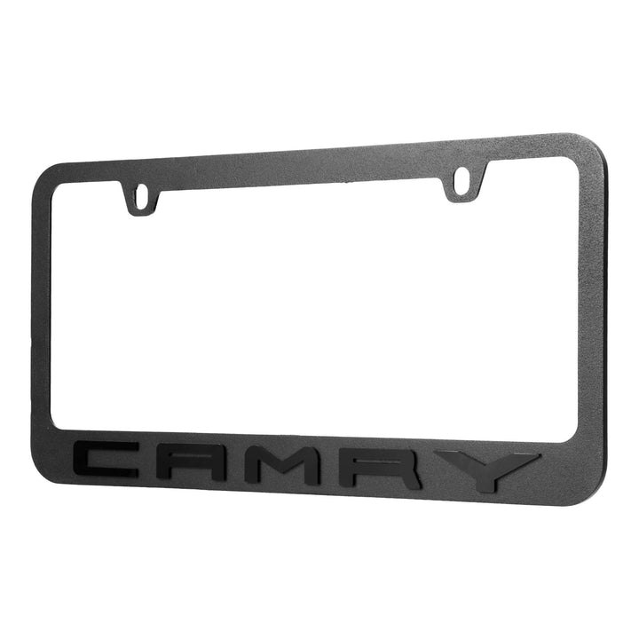 Toyota Camry Stealth Black Powder Coat License Plate Frame with 3D Raised Letters