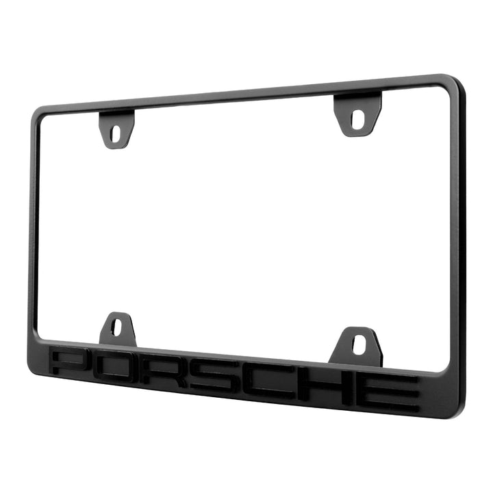 Porsche Models Stealth Black or Silver Powder Coat License Plate Frame with 3D Raised Letters