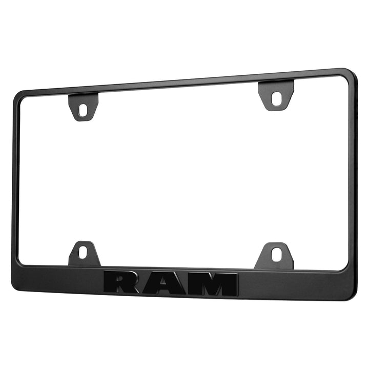 Dodge Ram Stealth Black Powder Coat License Plate Frame with 3D Raised Letters