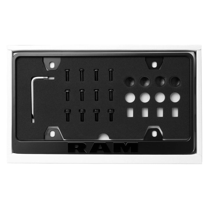 Dodge Ram Stealth Black Powder Coat License Plate Frame with 3D Raised Letters
