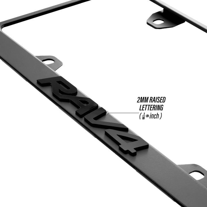 Toyota RAV4 Stealth Black Powder Coat License Plate Frame with 3D Raised Letters