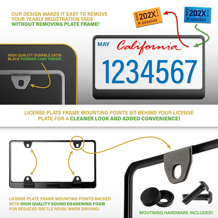 Toyota RAV4 Stealth Black Powder Coat License Plate Frame with 3D Raised Letters