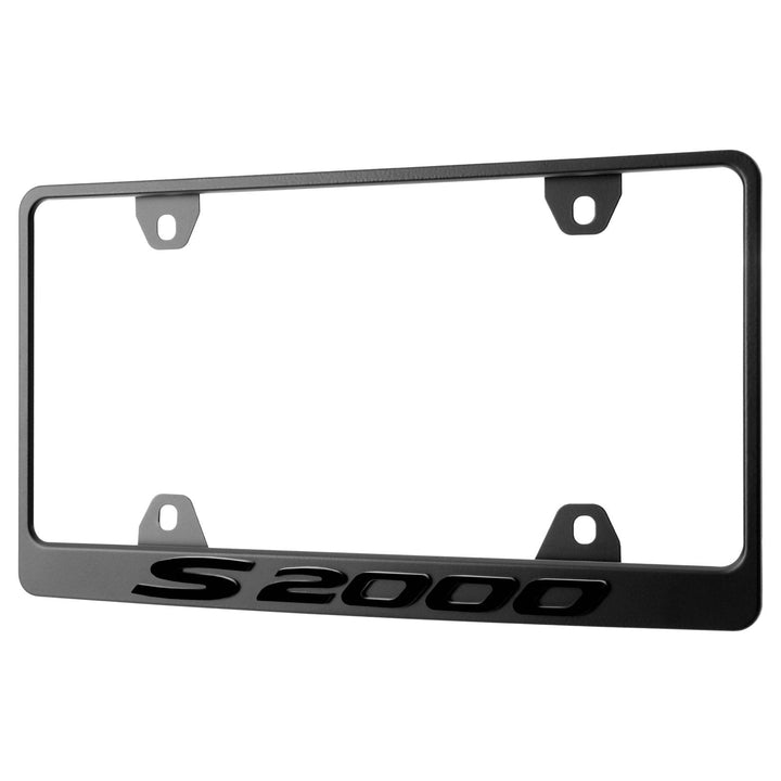 Honda S2000 Stealth Black Powder Coat License Plate Frame with 3D Raised Letters