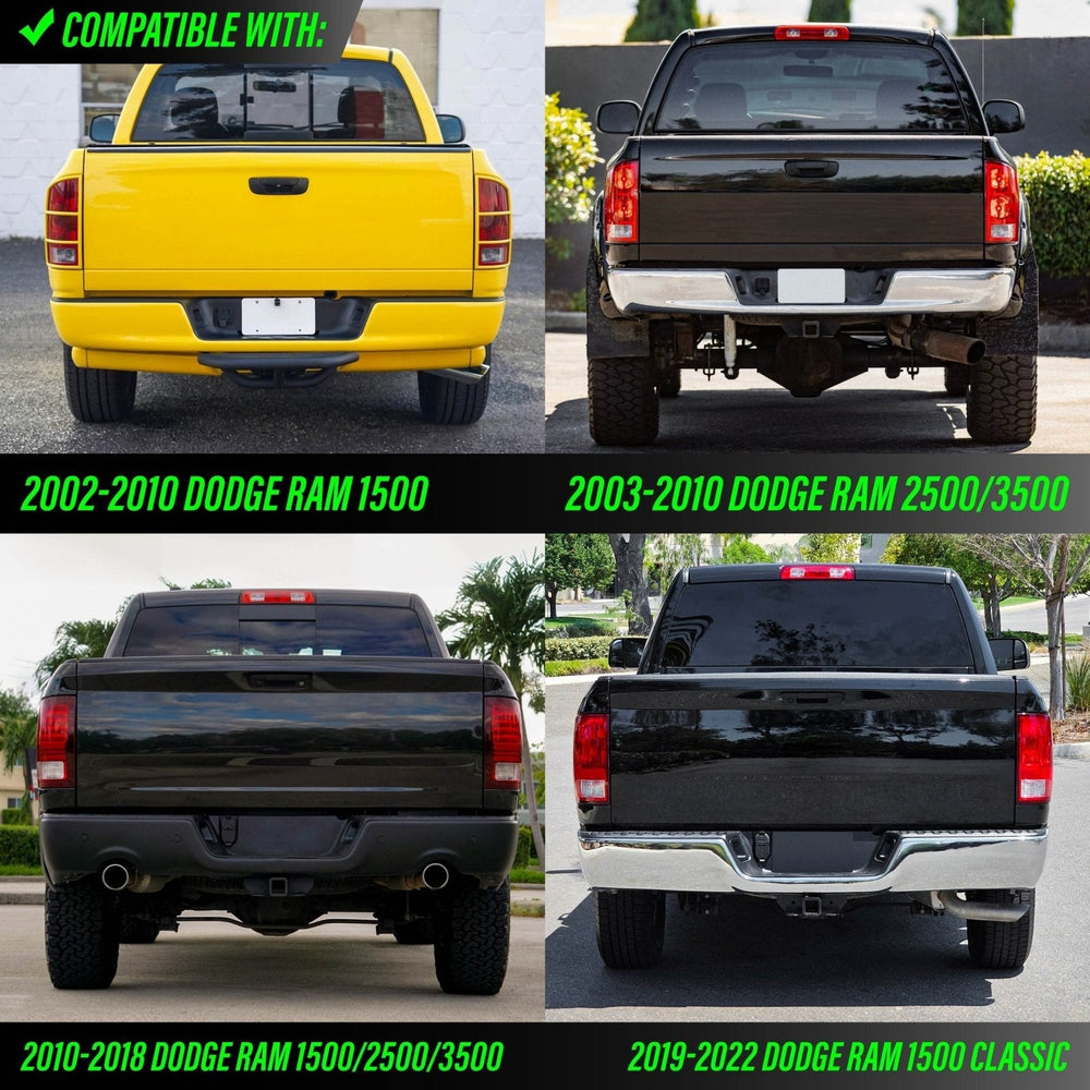 2002 - 2022 Dodge Ram Pickup Truck White LED Smoke Lens License Plate Lights