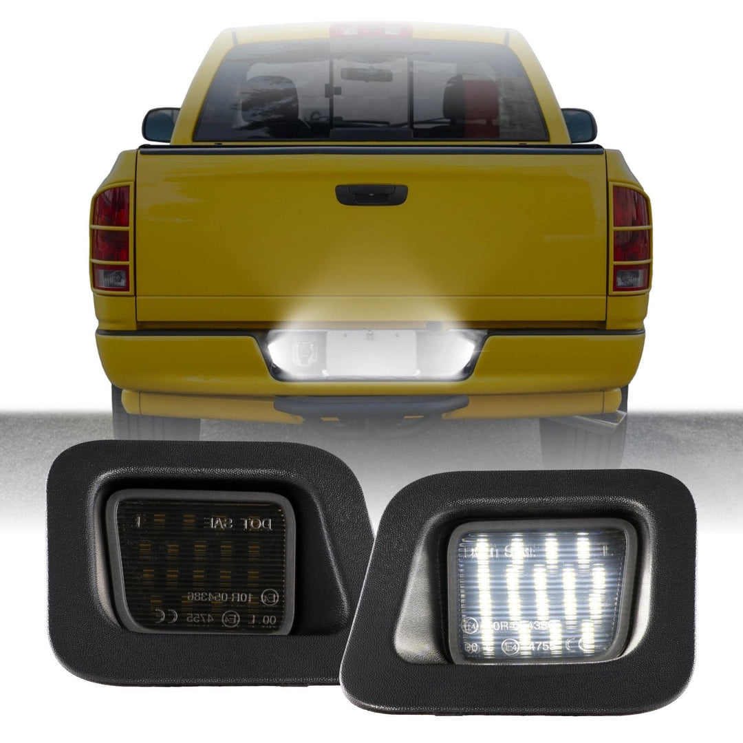 2002 - 2022 Dodge Ram Pickup Truck White LED Smoke Lens License Plate Lights