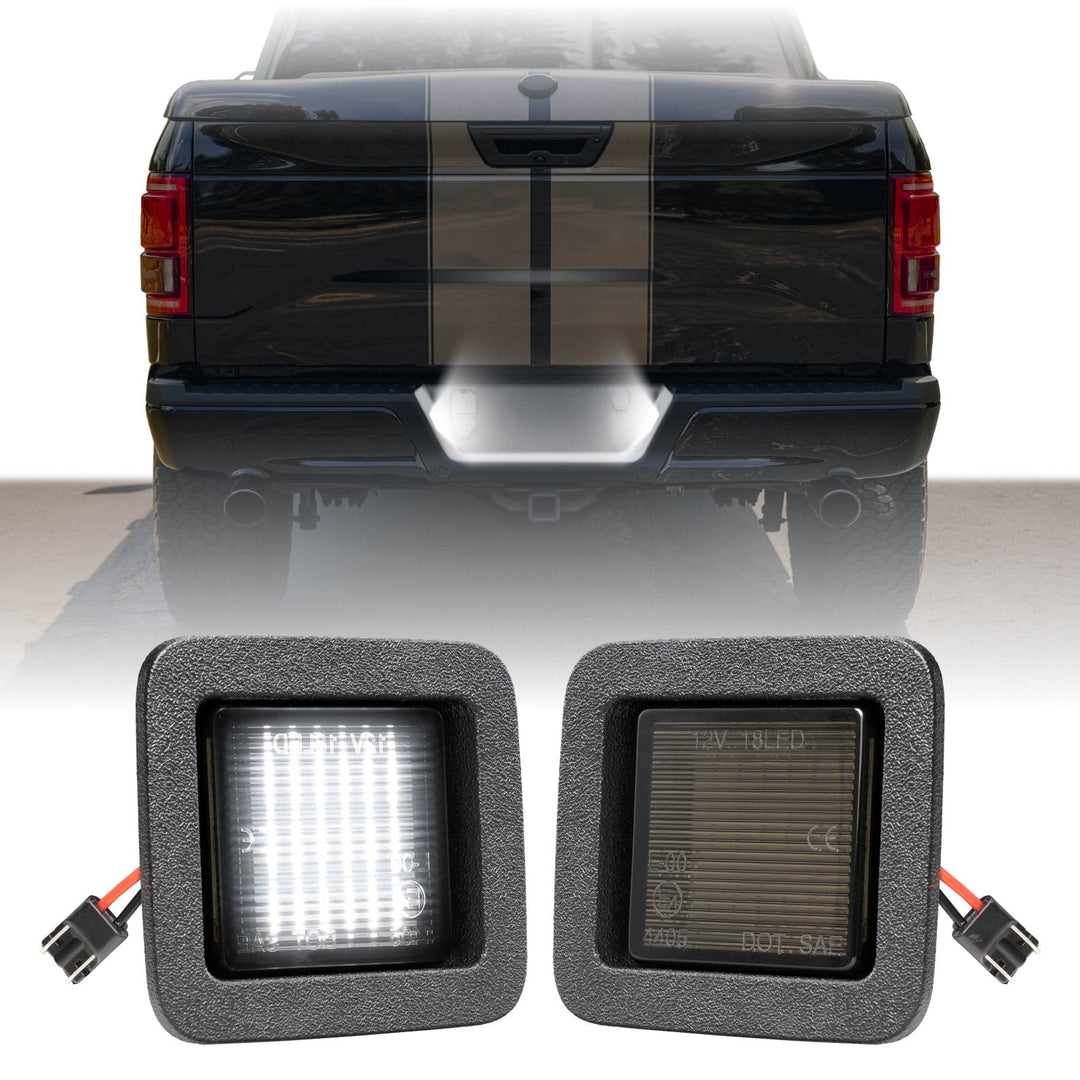 2015 - 2022 Ford F150 Pickup Truck White LED Smoke Lens License Plate Lights