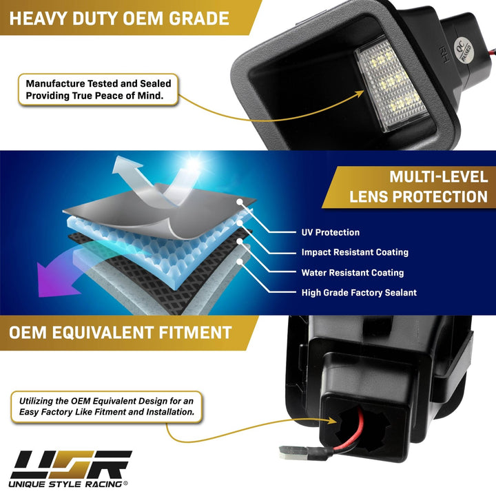 2017 - 2025 Ford F - 250, F - 350 Super Duty Pickup Truck White LED License Plate Lights