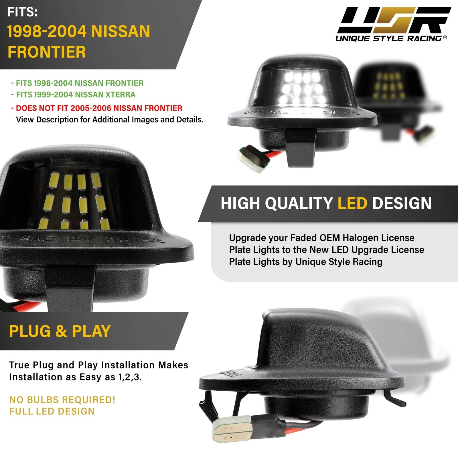 1998-2004 Nissan Frontier & Xterra White LED License Plate Lights