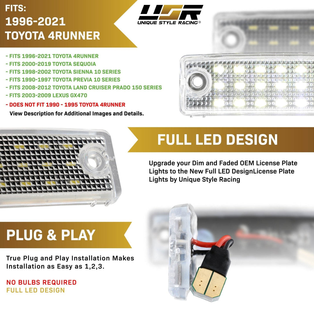 1996-2023 Toyota 4Runner White License Plate Light Unique Style