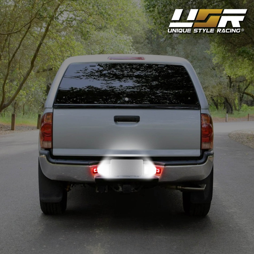 2005 - 2015 Toyota Tacoma Pickup Red "U" Shape + White LED License Plate Lights