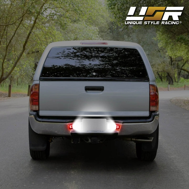 2005 - 2015 Toyota Tacoma Pickup Red "U" Shape + White LED License Plate Lights