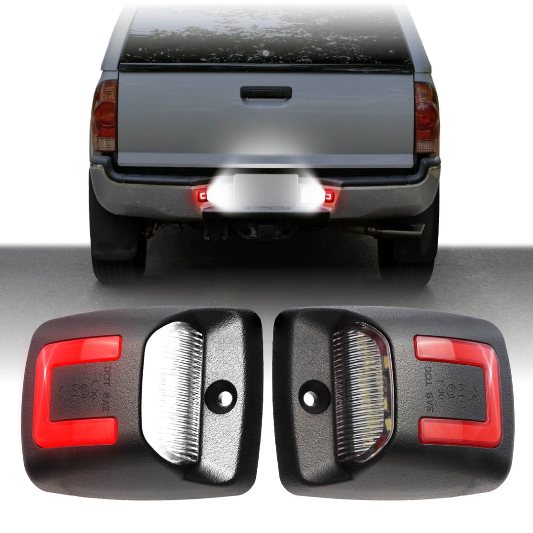 2005 - 2015 Toyota Tacoma Pickup Red "U" Shape + White LED License Plate Lights