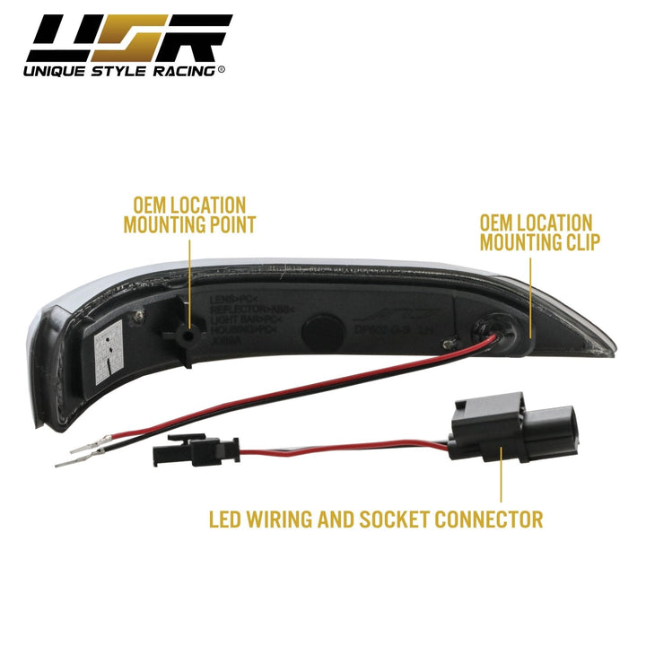 2007 - 2014 Acura TL / 2010 - 2012 Acura ZDX Dark Smoke Lens Sequential Amber LED Mirror Signal Lights