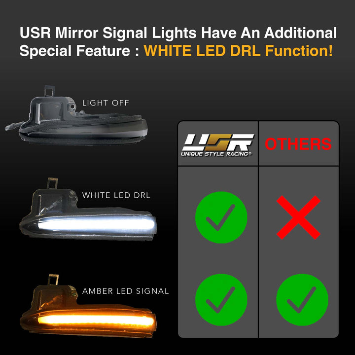 2016 - 2022 Toyota Tacoma USR Smoke Lens Switchback Amber/White LED Mirror Turn Signal Lights