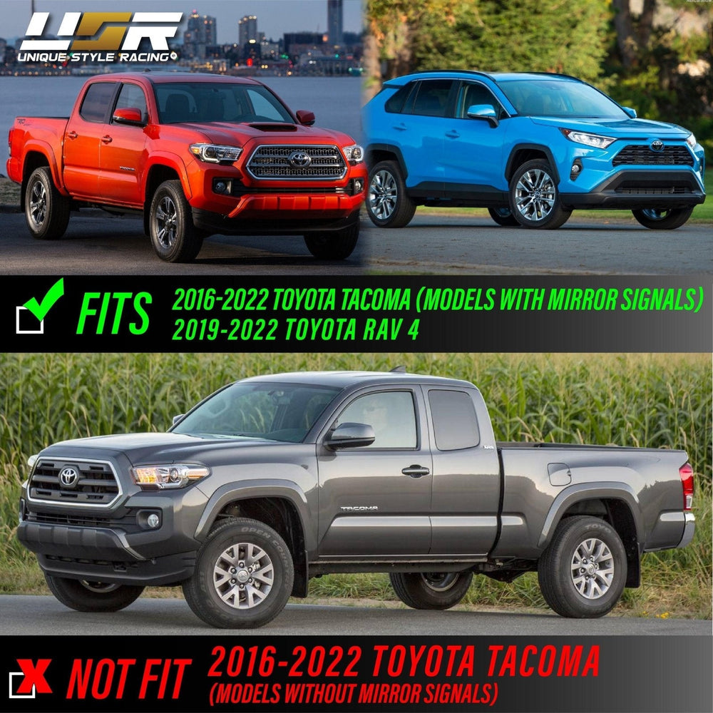 2016 - 2022 Toyota Tacoma USR Smoke Lens Switchback Amber/White LED Mirror Turn Signal Lights