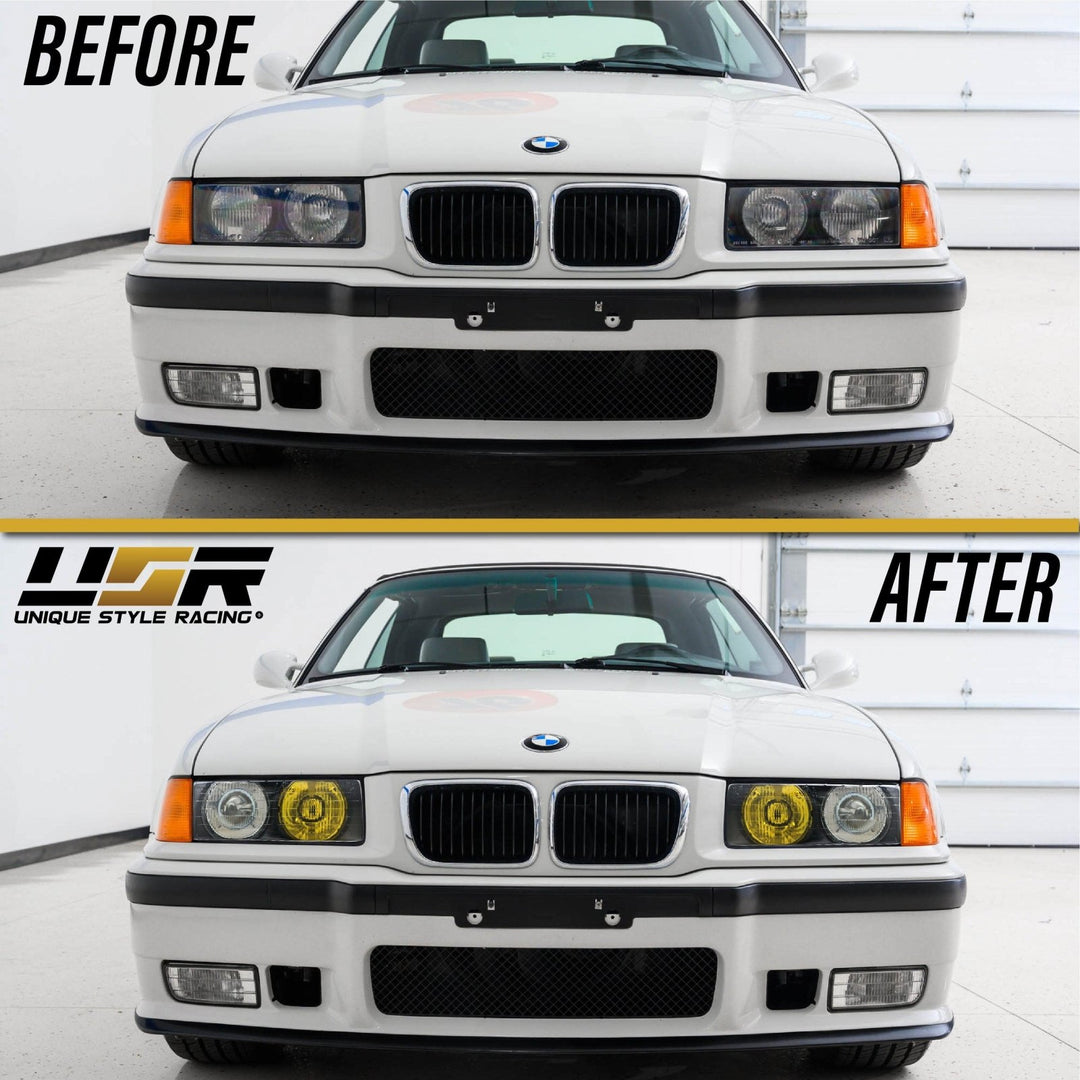 1992 - 1999 BMW E36 3 Series Yellow High Clear Low Glass Lens Hella Euro Ellipsoid Projector Headlight