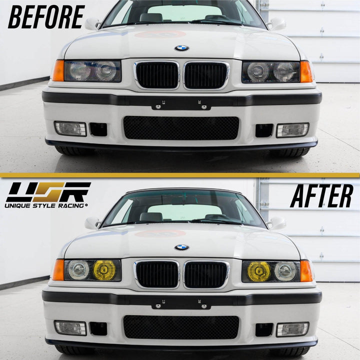1992 - 1999 BMW E36 3 Series Yellow High Clear Low Glass Lens Hella Euro Ellipsoid Projector Headlight