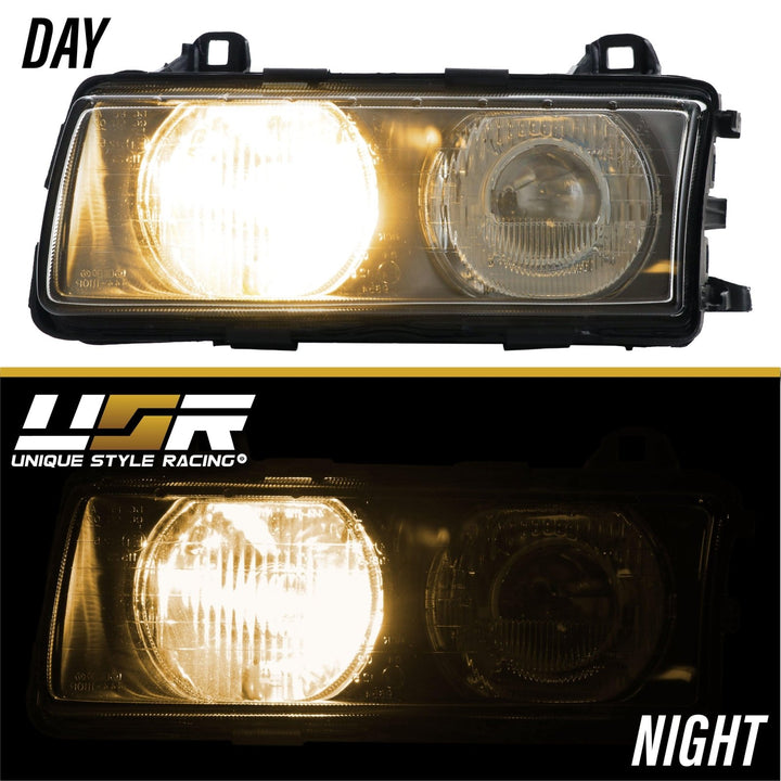 1992 - 1999 BMW E36 3 Series Yellow High Clear Low Glass Lens Hella Euro Ellipsoid Projector Headlight