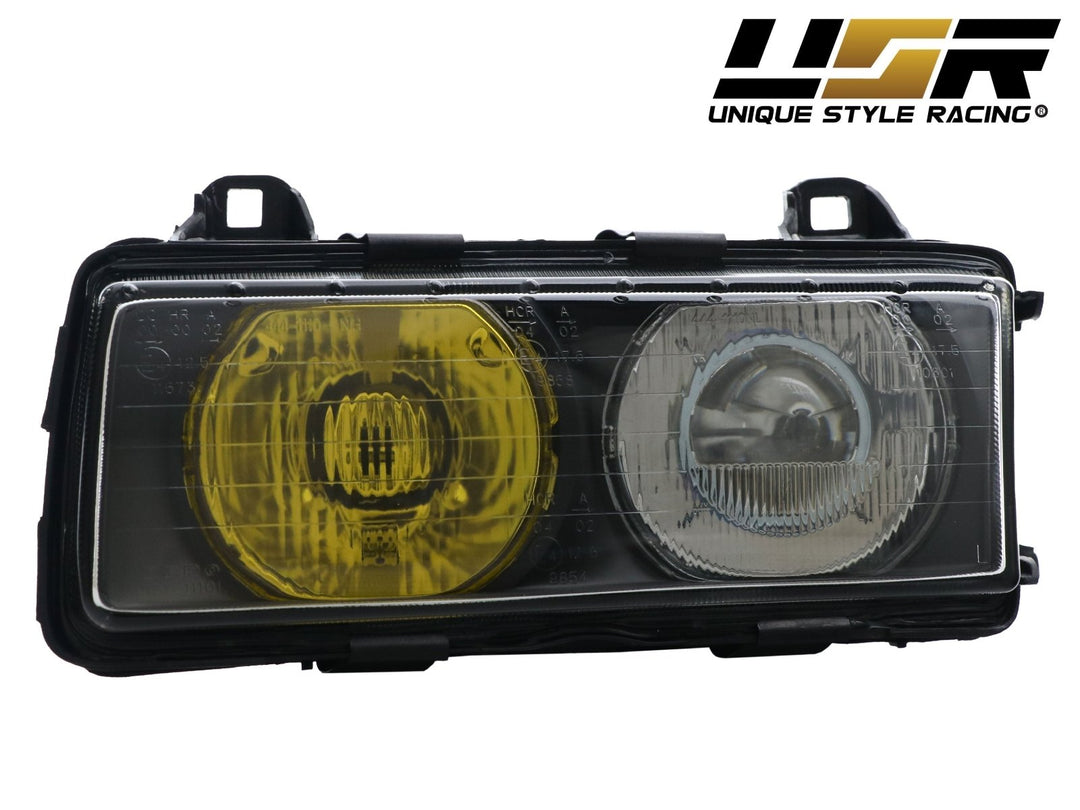 1992 - 1999 BMW E36 3 Series Yellow High Clear Low Glass Lens Hella Euro Ellipsoid Projector Headlight
