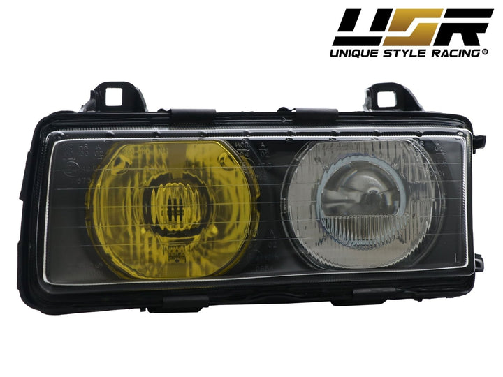 1992 - 1999 BMW E36 3 Series Yellow High Clear Low Glass Lens Hella Euro Ellipsoid Projector Headlight