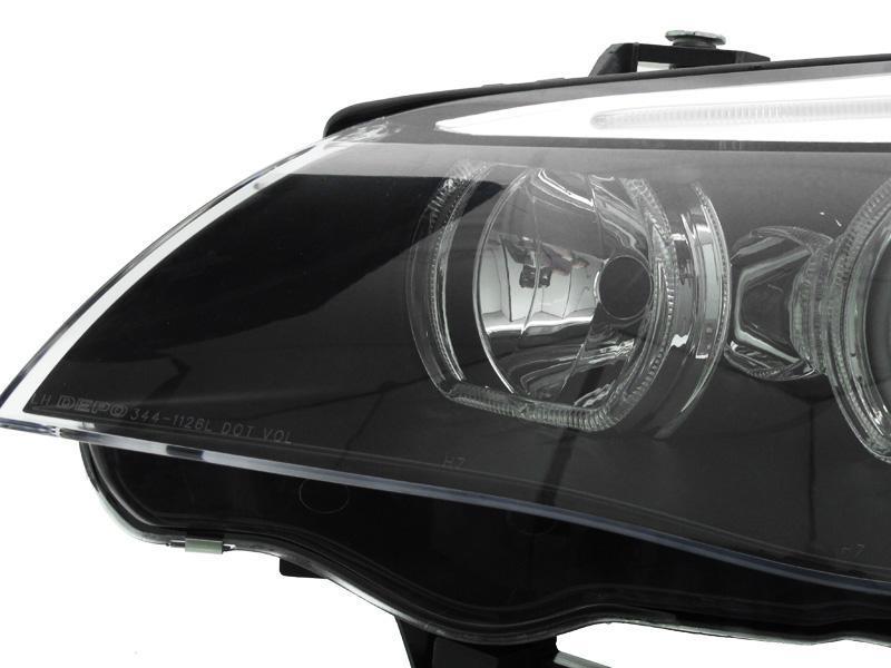 2004 - 2007 BMW 5 Series E60/E61 Projector V3 F30 Style Square Bottom Angel Eye White LED Halo U Rings Projector Headlight For Factory Xenon Model