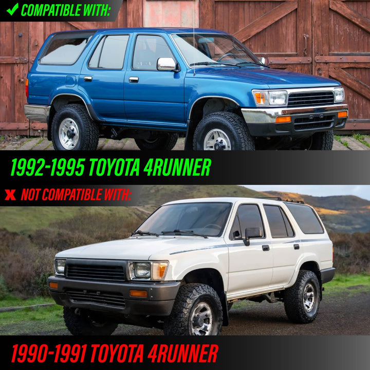 1992-1995 Toyota 4Runner Euro Style Chrome Housing Crystal Style Glass Lens Headlights with Clear Lens Corner Lights