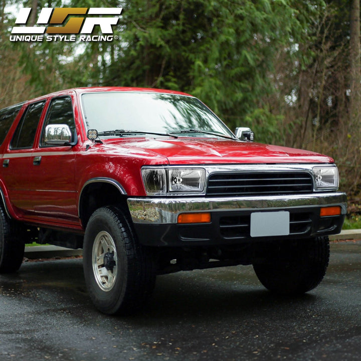 1992-1995 Toyota 4Runner Euro Style Chrome Housing Crystal Style Glass Lens Headlights with Clear Lens Corner Lights