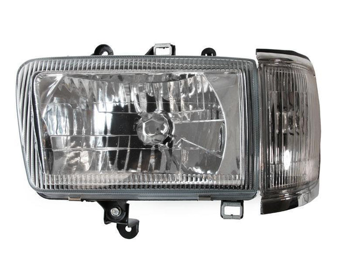 1992 - 1995 Toyota 4Runner Euro Style Crystal Chrome Headlights + Clear Corner Lights W/ H4 to 9004 Plug and Play Wiring Adapters