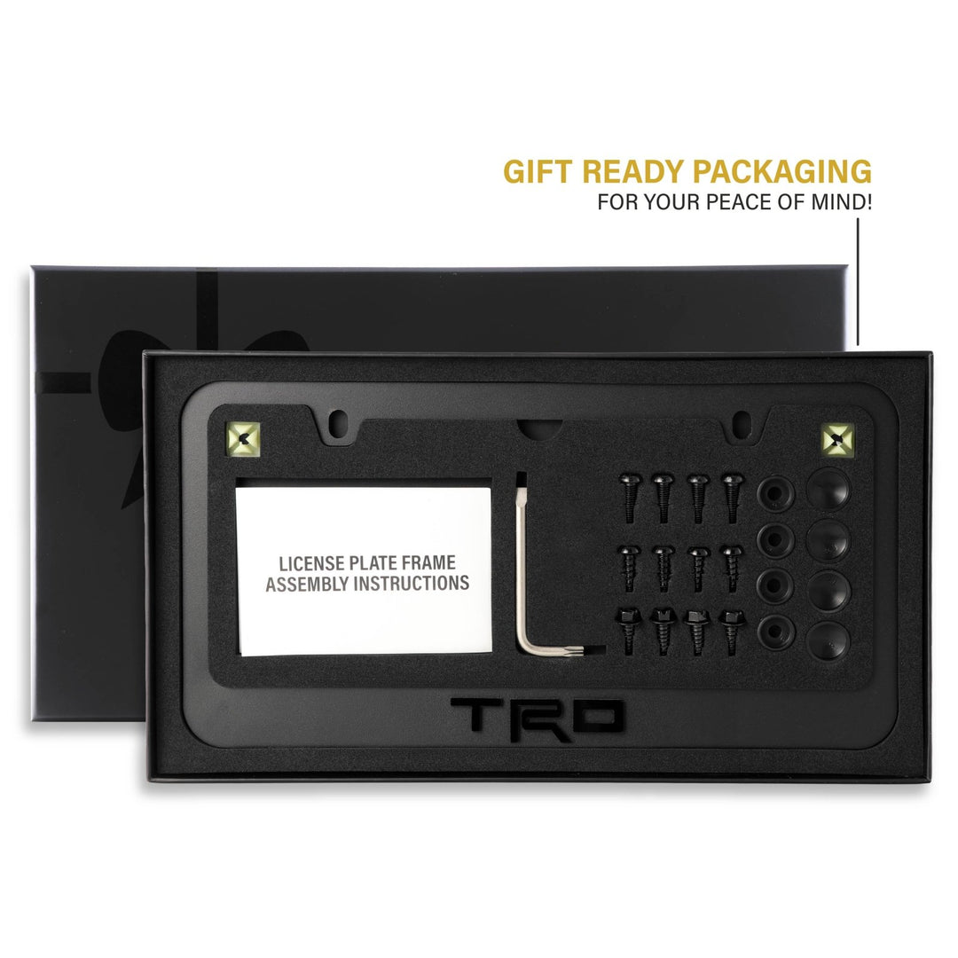 Toyota TRD Stealth Black Powder Coat License Plate Frame with 3D Raised Letters