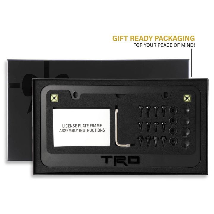 Toyota TRD Stealth Black Powder Coat License Plate Frame with 3D Raised Letters