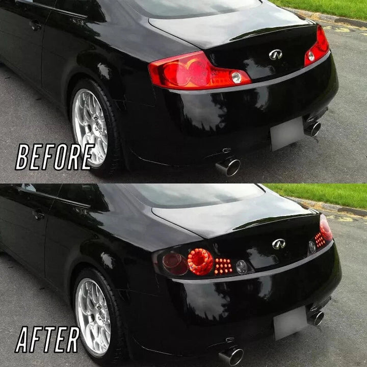 2003-2005 Infiniti G35 2 Door Coupe Black Housing Clear Lens LED Tail Lights