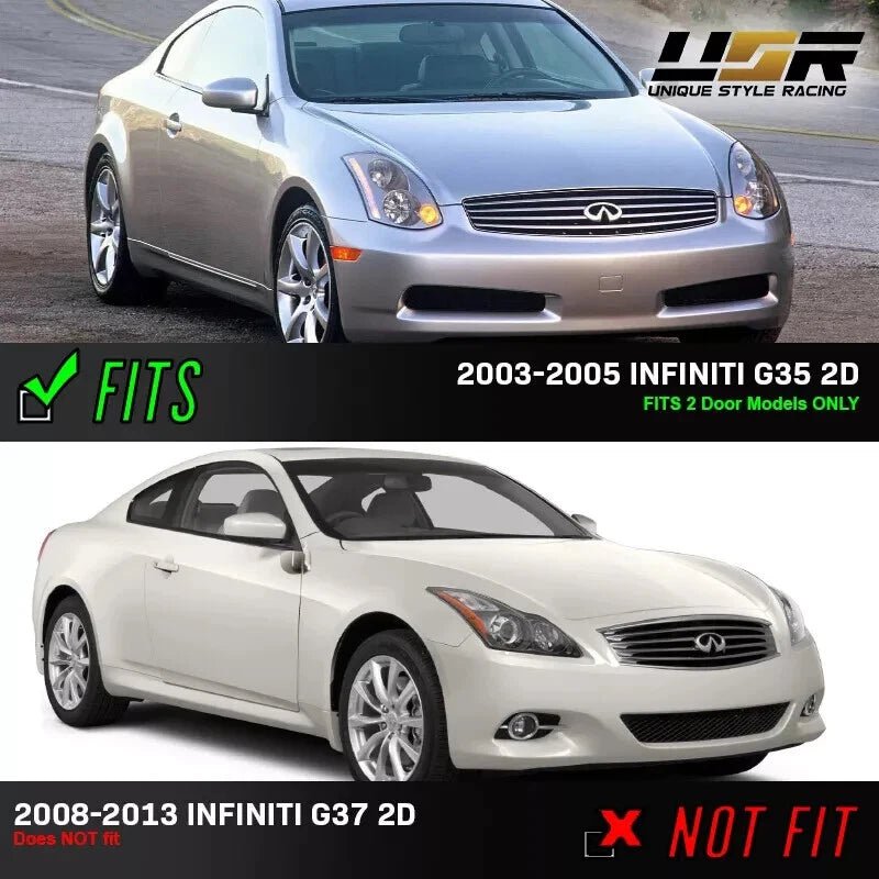 2003-2005 Infiniti G35 2 Door Coupe Black Housing Clear Lens LED Tail Lights