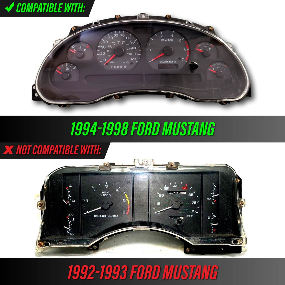 1999-2004 Ford Mustang V6 GT Cobra SN95 Black Carbon Fiber Gauge Bezel For Instrument Cluster