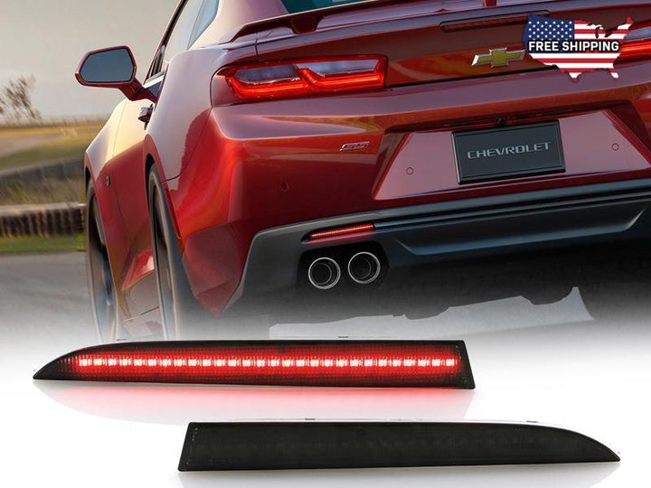 2016 - 2020 Chevy Camaro USR Smoke Lens Rear Bumper Optic Red LED Light Bar Reflector Tail Brake Light