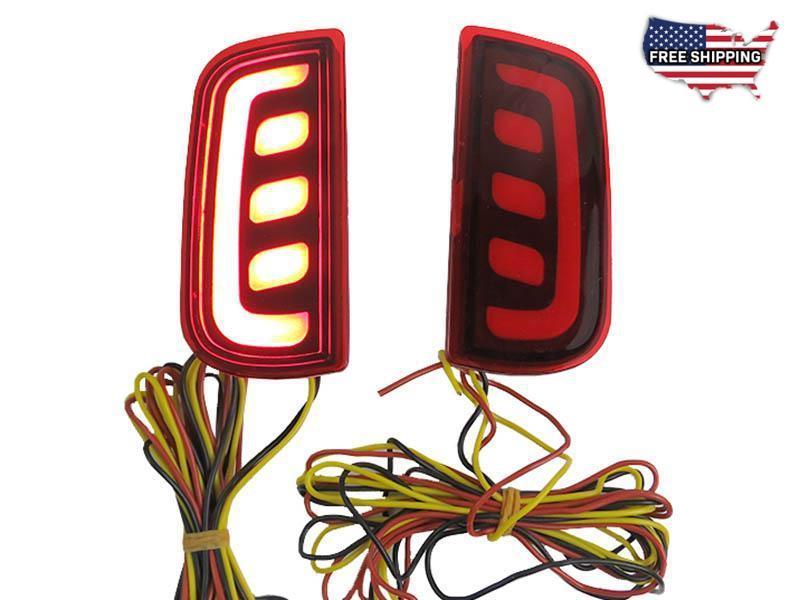 2016 - 2021 Honda Civic 4D Sedan JDM Style Red Lens Rear LED Bumper Reflectors